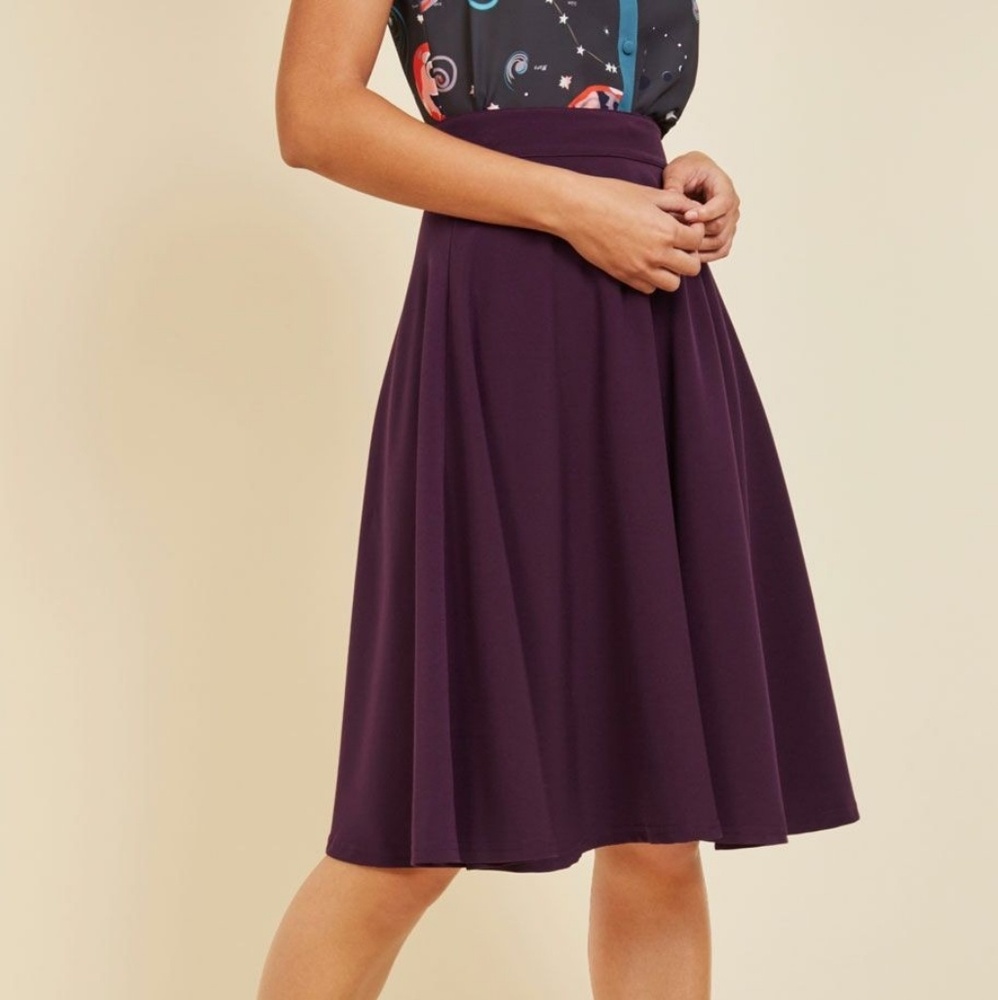 Modcloth Bungle of Joy Midi Skirt in Plum Large
